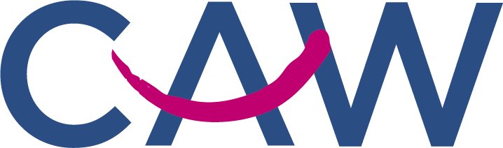 A logo of CAW.